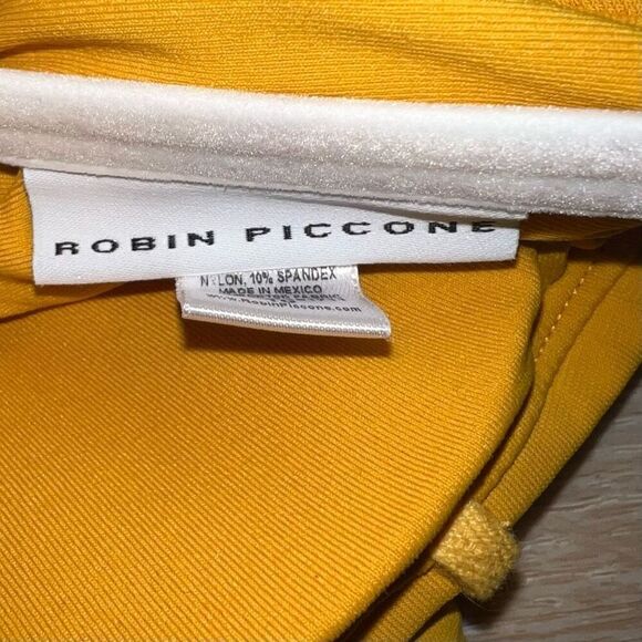 Robin Piccone Luca Bandeau Strapless One Piece Swimsuit Belted Mustard Womens 10 - Picture 4 of 15